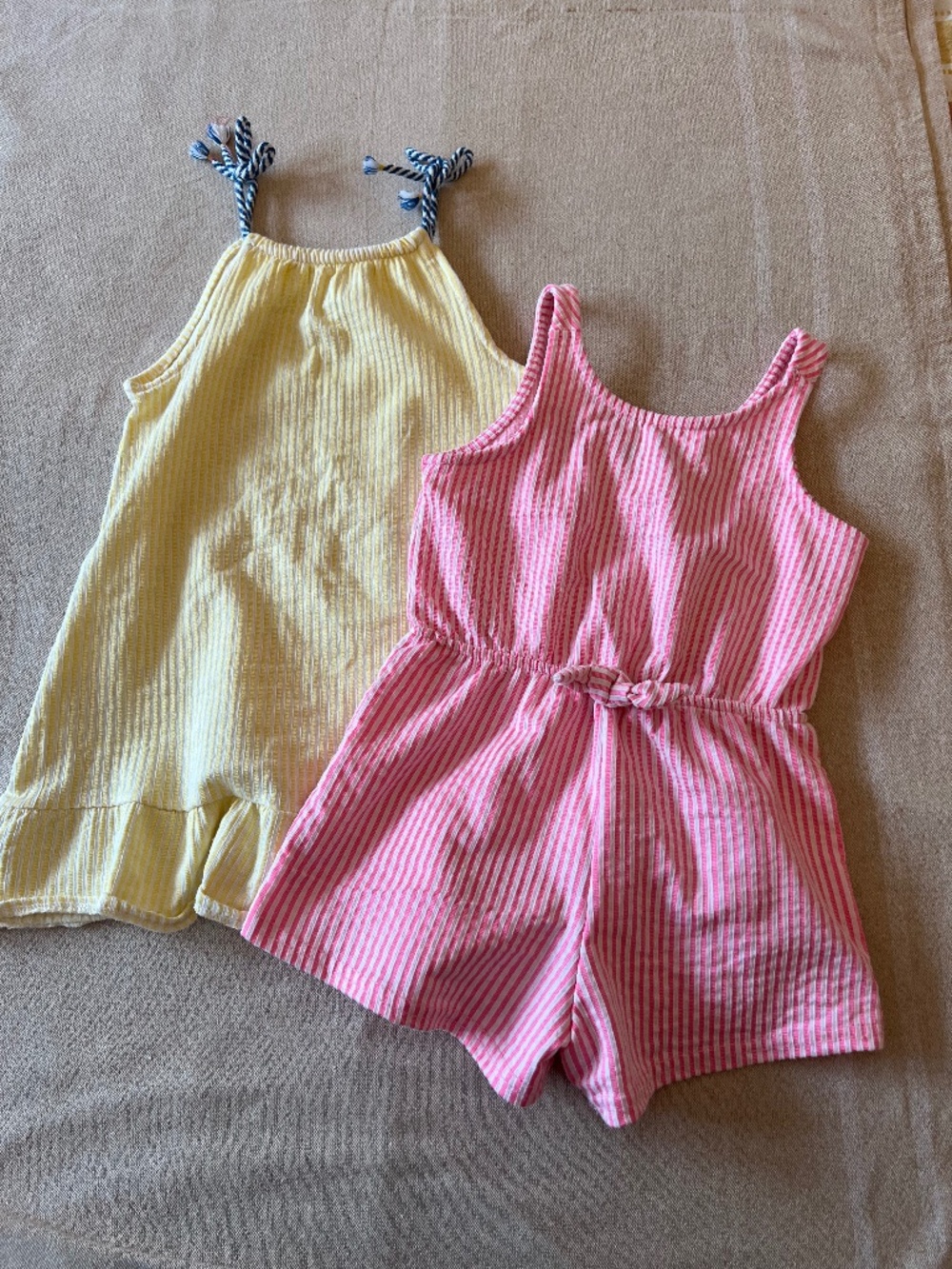Bundle 2 Vince Camuto Girls Striped Dress & Romper (Yellow & Pink) Size 4T